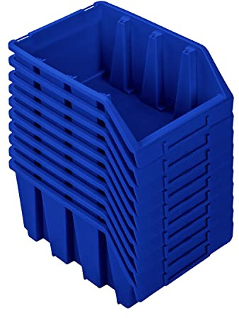 PAFEN Set med staplingsbara lådor – 10 x stapelbara lådor för verktygsvägg 243 x 125 x 175 mm – genomskinlig låda, stapellåda, förvaringslåda, blå