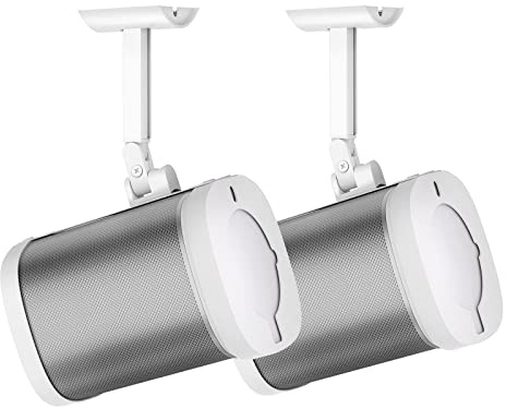 Dinghosen Speaker Wall Mount and Ceiling Mount for Sonos One, One SL, Play 1 - Swivel & Tilt Adjustable Mounting Brackets for Sonos One, One SL, Play:1 Speaker Mounts, 2 Pack, White
