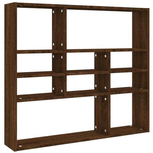 vidaXL Wandregal, Wandablage mit viel Stauraum, Hängeregal für Schlafzimmer Flur Wohnzimmer, Schweberegal Bücherregal Regal, Braun Eichen-Optik Holzwerkstoff