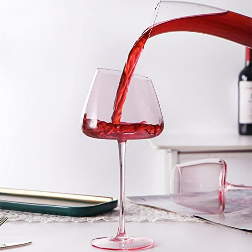 HALAWAKA Bicchiere da vino rosso con fondo concavo in cristallo senza piombo (2 pezzi) - Bicchiere da vino in cristallo stile fenicottero, bicchiere da vino bordeaux