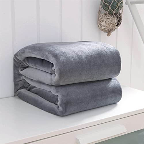 ENEN Plaid Polaire Couverture Chaude, Microfibre Couvre Lit 2 Personnes, Jete de Canape Grande Taille, Plaid Canapé Flanelle Doux et Chaude (180x200cm,Gris foncé)