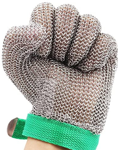BCPPO Kettenhandschuh Metzger-Schnittschutzhandschuhe, Sicherheits-Arbeitshandschuhe mit verstellbarem Nylon-Armband, Links-rechts-händer Universal (Size : A Pack of one/XL)