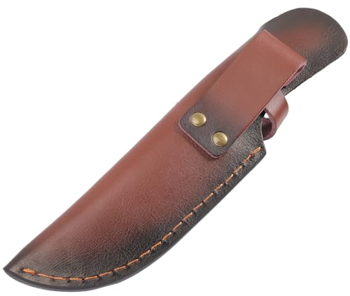CALLARON Leather Knife Sheath for Belt - 9 inch Knife Sleeves, Portable Knife Cover, Straight Blade Knife Holster, Chef Knife Holder for Kitchen Outdoor Camping, Quick-Release, Brown