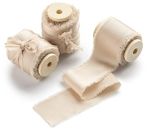 AOKSUNOVA 3,8cm Geschenkband Schleifenband Stoffband Satinband Hochzeit Seidenband Nude Geschenkbänder