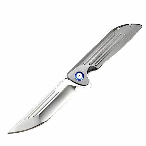Klappmesser einhandmesser Stahl Messer im Freien Faltmesser Bowie Messer Griff aus Titanlegierung ist scharf und langlebig Taschenmesser mit Clip für Outdoor & Survival