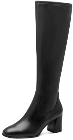 Tamaris Damen Langschaft-Stiefel Blockabsatz bequem; BLACK, EU 38