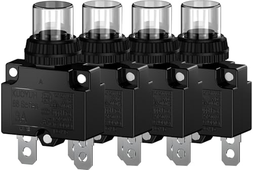 CLDIY Interruttore 3A con protezione termica da sovraccarico, serie 88, set di pulsanti manuali con morsetti a collegamento rapido e cappuccio impermeabile, 32 VDC o 125/250 VAC, 4 pezzi
