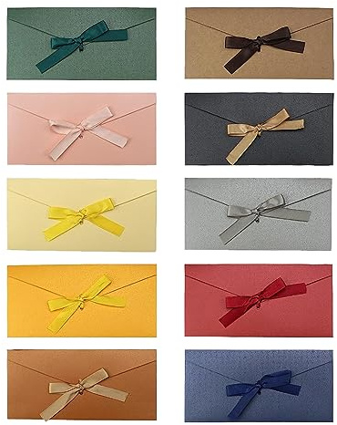 suaywo Perfekt retro kraftpapper färgat kraftpapper kuvert med band presentkort kuvert för Thanksgiving, bröllop, fest, jul (10 stycken)