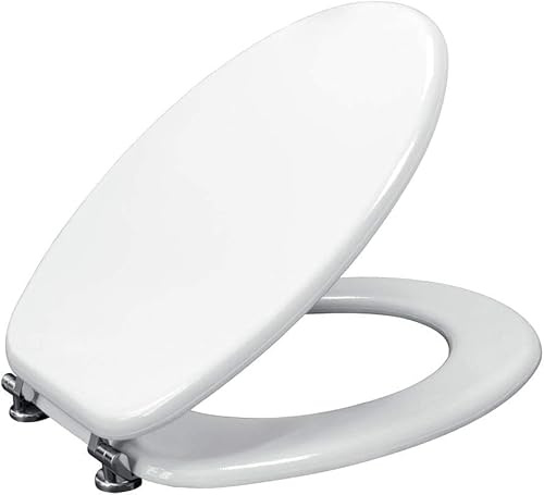 Inca Sedile WC Universale in Legno MDF Bianco con Kit di Montaggio, Cerniere e Paracolpi Inclusi
