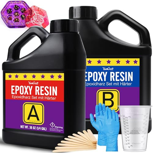Resina epossidica – Kit di resina epossidica trasparente da 72 oz senza bolle, anti-giallo, autolivellante, resina lucida per artigianato fai da te, gioielli, tavolo, forme, amichevole per i