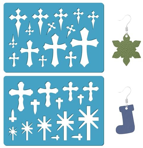 ORGECRAFT 2 Stil Kreuz Ohrring Vorlage Wiederverwendbare Diamant Schmuckform Vorlagen Geometrische Schablonen Leder Ohrring Acryl Schneideschablone Zum Bemalen von Armbändern Ohrringen DIY