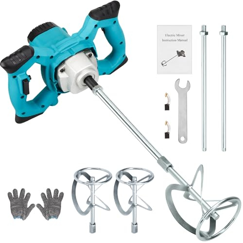 NorthSpoor Electric Handheld Cement Mixer, Portable Mortar Mixer, 2600W, with 6 Speed,Paint, Grout, Plaster, Thinset (Blue)