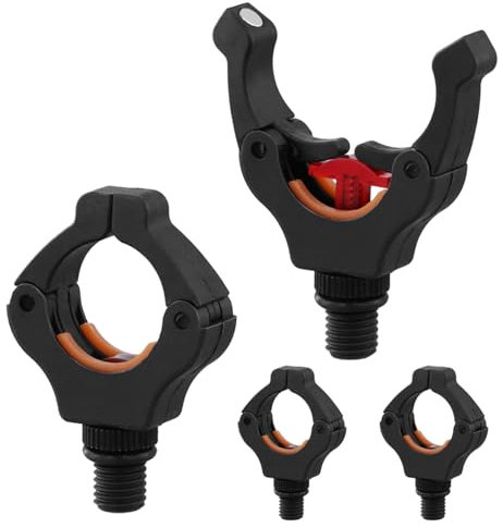 QWORK® 4 Stück Angelrutenhalter Rutenauflagen für Karpfenangeln, 3/8-Standardgewinde, Silikon-Schutzstreifen, Magnetverschluss, Geeignet für Angelruten bis 21 mm Durchmesser