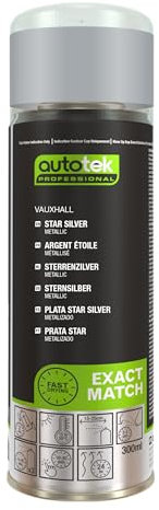 AutoTek Professional Exact Match Car Spray Paint, Vauxhall Star Silver Metallic Aerosol Spray, 300 ml