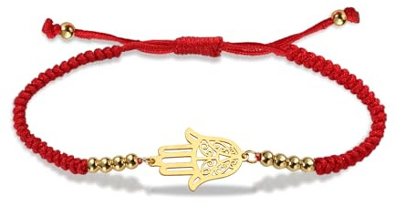 VASSAGO Hand von Fatima Armband für Frauen Männer verstellbare hand gefertigte geflochtene Armband bunte Schnur Seil mit Perlen Armband Glücksbringer Minimalist ischen Schmuck