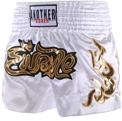 LiiYii Barn thailändska boxningsshorts MMA pojke flickor Muay Thai 5–16 år, Vitt och blått, 13-14 år