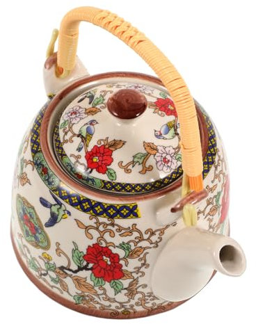 MAGICLULU Teiera in Ceramica Piccola Con Motivo Di Fiori Teiera Per Preparazione Tè Adatta Per Uso Domestico e Portatile