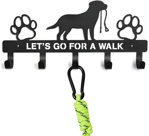 Qkbuza 27 x 13 cm hundhalsbandskrok för väggen hundkoppshållare för väggen hundtillbehörsorganisatör linnehållare väggfäste hängande hundhalsband arrangör för hundhalsband, och