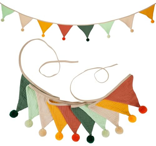 Buer Homie banderines Decorativos Tela, Guirnalda Infantil habitacion, Guirnalda comunion niño, banderines Decoracion habitacion Bebe (Color Caramelo Oscuro, 2,6 m)