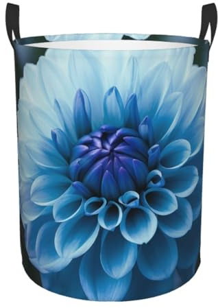Cesta alta para la colada con flores de dalia azul, plegable, bolsas de ropa sucia, lavable, cesta de almacenamiento de juguetes, cesta organizadora para dormitorio universitario, baño, dormitorio