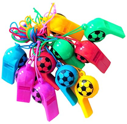 TOYANDONA 100pcs Soccer Whistles with Lanyard for Cheering Fun Party Supplies and Favors for Soccer Themed Events and Birthday Celebrations