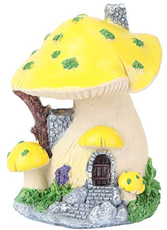 Happyyami Ornement Accessoires Créatifs de Paysage Miniature en Résine Synthétique de Maison Champignon Jaune pour Bonsaï et Jardin Miniature, pour Terrarium