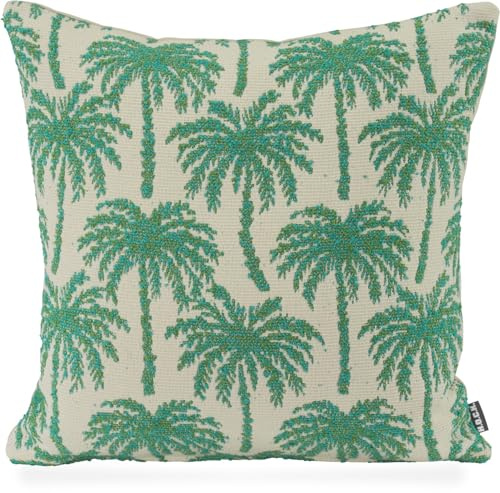 H.O.C.K. Vamosa Palms Outdoor Wendekissen: Das perfekte Kissen für Garten und Terrasse - Wasserabweisend, Farbecht, Schimmelresistent (Aqua Türkis-Grün, 45x45cm)