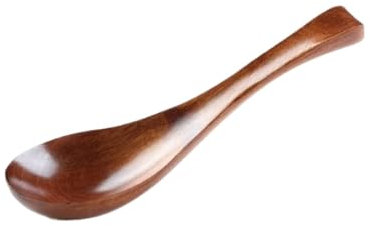 Lot de 2 cuillères en bois à long manche court - Cuillère à soupe - Ustensiles de cuisine japonaise - Cuillère à ramen (15 x 4,2 cm, 2 pièces)