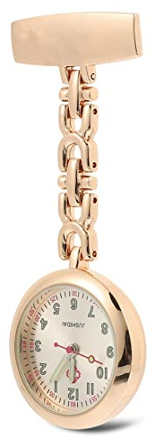 BESPORTBLE Taschenuhr Krankenschwester Leuchtendes Zifferblatt Rosegold Legierung Broschennadel Brustuhr für Pflegepersonal