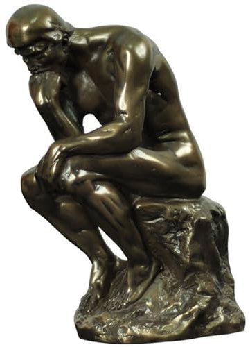 TTZGMTRC Skulpturen von Auguste Rodin, Auguste Rodin Ornamente Kunst Deko für Wohnzimmer, Büro, Café, Arbeitszimmer Bronze Der Denker Statuen Kunsthandwerk Bronze 20 x 10 x 8 cm,Schwarz