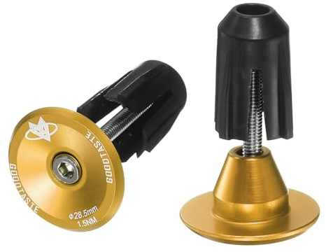 sourcing map Bar End Plugs Aluminum Handlebar End Caps Bike Plugs Expanding Locking for MTB Road BMX Fixed Gear Bike, Gold