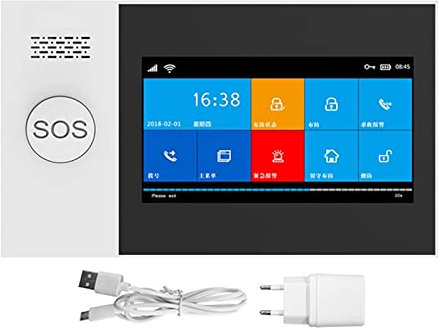 Kit Alarma Casa, Tuya GSM Alarma Wifi 4G Alarma de ladrones inalámbricos for la pantalla táctil de negocios en casa Alarmas móviles Aplicación Control remoto Smart Home Siren(A)