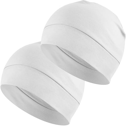 EINSKEY Gorro de ciclismo bajo casco, ligero y fino gorro de algodón para hombre y mujer, perfecto como gorro para dormir, gorro para correr, gorra de calavera o gorro de quimioterapia, paquete de 2