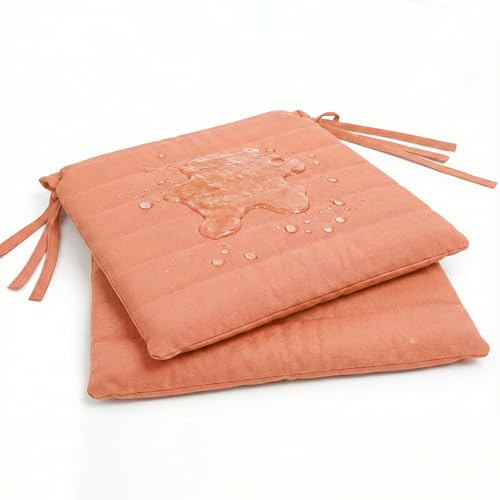 Pack 2 Cojín para silla 42x40x4 cm｜Repelente al agua y fácil de limpiar｜Con cintas de sujeción｜Funda con cremallera desmontable｜Uso interior y exterior｜Ideal para comedor, terraza, jardín u oficina