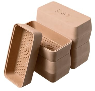 myromy® 4 Stück – Brick BBQ Mini-Bräter aus Keramik – Bräter, Dampfgarer, Schmortopf mit Aroma-Noppen – Grillschale & Auflaufform für Grill, Backofen & Mikrowelle – Brotbacktopf, spülmaschinengeeignet