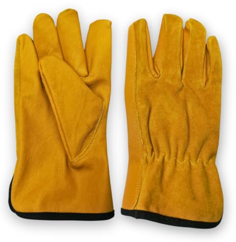 Vida Goods Real Leather Work Gloves for Men & Women – Heavy Duty Gardening, DIY, Welding & Outdoor Use Thorn Proof, Durable & Breathable Reinforced Grip Multipurpose Utility Gloves ((XL) Extra Large)