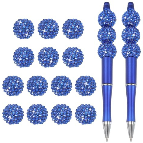 PATIKIL 20Pcs Perline In Cristallo Da 20mm Per Penna Con 2 Penne A Sfera Personalizzabili Per Fai Da Te Ideali Per Decorazioni Party Ufficio Insegnanti Artigianato E Accessori Blu
