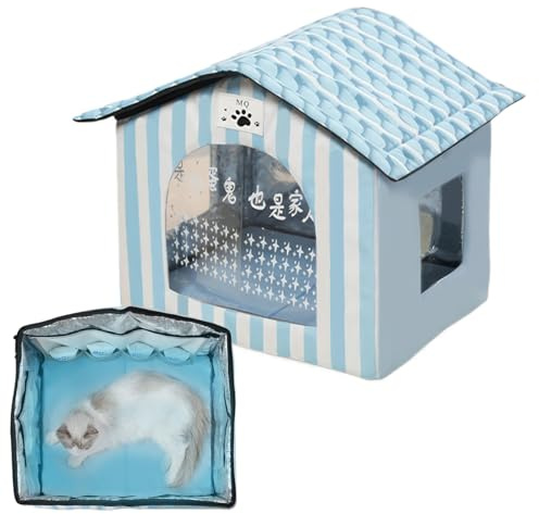 Kaltes Haus für Katzen, Hundehütte im Freien, isoliert mit Kaltkompresse – Tierhütte für den Außenbereich Garten Balkon Terrasse Hof und Innen