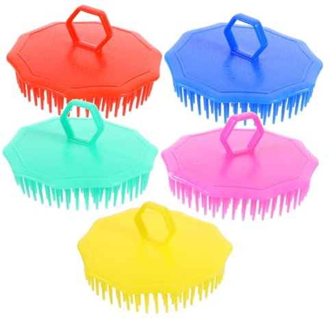 Cepillo de Masaje Cabello 5piezas de Plástico para Cuero Cabelludo | Dandruff Comb, Peine de Masaje de Plástico, para Barba y Peinado en Casa, Diseño Portátil Color Aleatorio