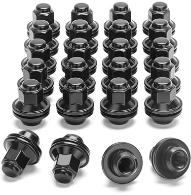 M14x1.5 Lug Nuts for Toyota Tacoma Tundra, 24pcs One Piece 14x1.5 Black Lug Nuts 13/16 Hex Fit for Toyota 4Runner Sequoia 6 Lug Wheels, One Piece OEM Lugnuts with Wider Washer