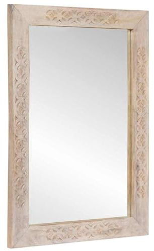 Générique Miroir avec Miroir Blanc 57 x 70 x 3 cm Bois de manguier Massif,Maison & Jardin,Décorations,Miroirs-4018147