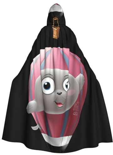 YYHHAOFA Seal on a hot air balloon Prints Halloween Adult Hooded Cloak for Party Decoration Cosplay Costumes Stage Masquerade