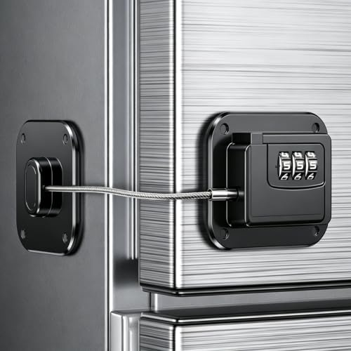 Kühlschrank Schloss mit Code Ohne Bohren, Kindersicherung Schrank Kombinations für Babys, Kinder und Erwachsene, Kühlschrankschloss für Gefrierschrank, Schränke, Schubladen, Fenster (1 Stück-Schwarz)