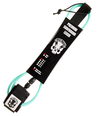 The GNAR Premium Surfboard Leash, Black Nylon with Stainless Steel Swivel System, Padded Ankle Strap, Quick-Release Cuff, Heavy-Duty Urethane Cord for Surfing (Sea Foam Green, 6ft)