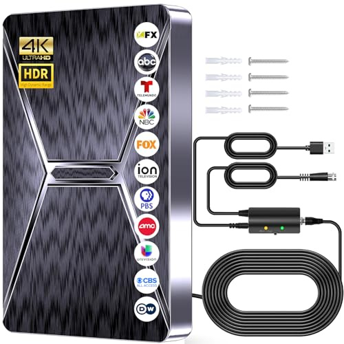 2026 Upgraded Indoor TV Antenna, 3500+ Miles Range HD Digital Antenna for Smart TV, Strongest with Amplified Signal Booster Supports 4K 8K 1080p All TVs- 38FT Coaxial Cable for Local Channels