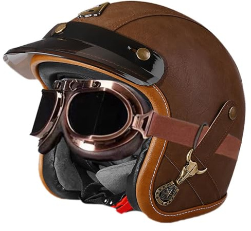 Caschi Jet E Demi-Jet Vintage Style Casco Mezzo Retrò Moto 3/4 Approvato DOTECE Aperto Casco Scodella Con Occhiali Caschi Cromwell Adatto A Tutte Le Stagioni Per Adulti I,M:57-58CM