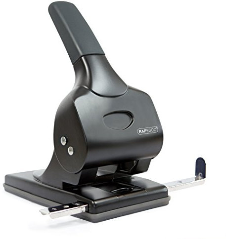 Rapesco 1015 Heavy Duty ALU 65 2-Fach Metalllocher, 65 Blatt Kapazität, Schwarz