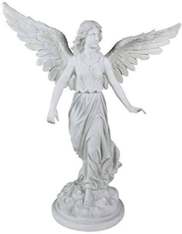 Design Toscano KY1174 Angel of Patience Staty, Large, 95,5 cm, Polyresin, Antik Sten, Benvit