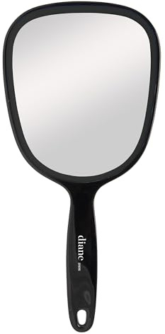 Diane Hand Mirror – Standard 1X Magnification Hand Held Mirror, Single Sided Vanity Makeup Mirror for Women, Men, Salon, Barber, Shaving, and Travel, Medium 5 x 11 In Black