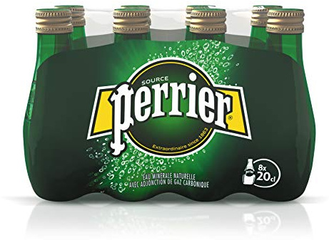 Perrier Natürliches Mineralwasser mit Kohlensäure – 8 Glasflaschen à 20 cl